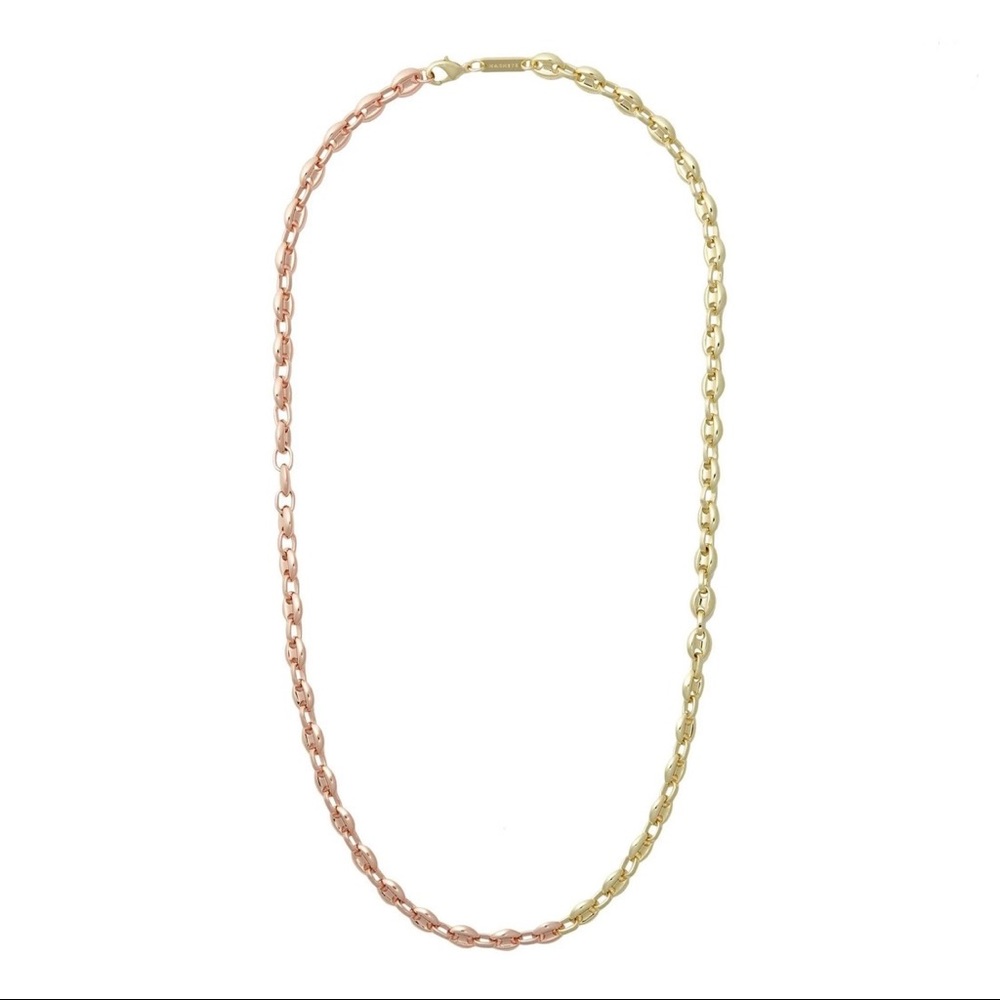 Petite Coffee Bead Necklace in Rose Gold + Gold Split NWT